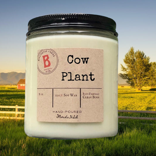 Cow Plant 100% Soy Wax, Grass & Vanilla Scented Candles, Hand Poured sims gift