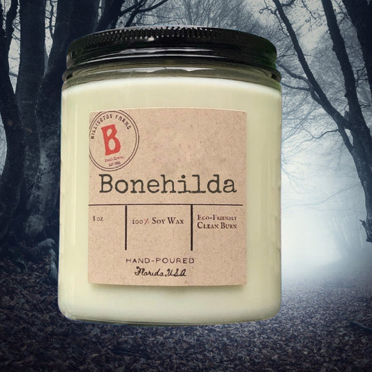 Bonehilda candle, 100% Soy Wax Brazilian Orange & Vanilla Scented Candles, Hand Poured sims candle