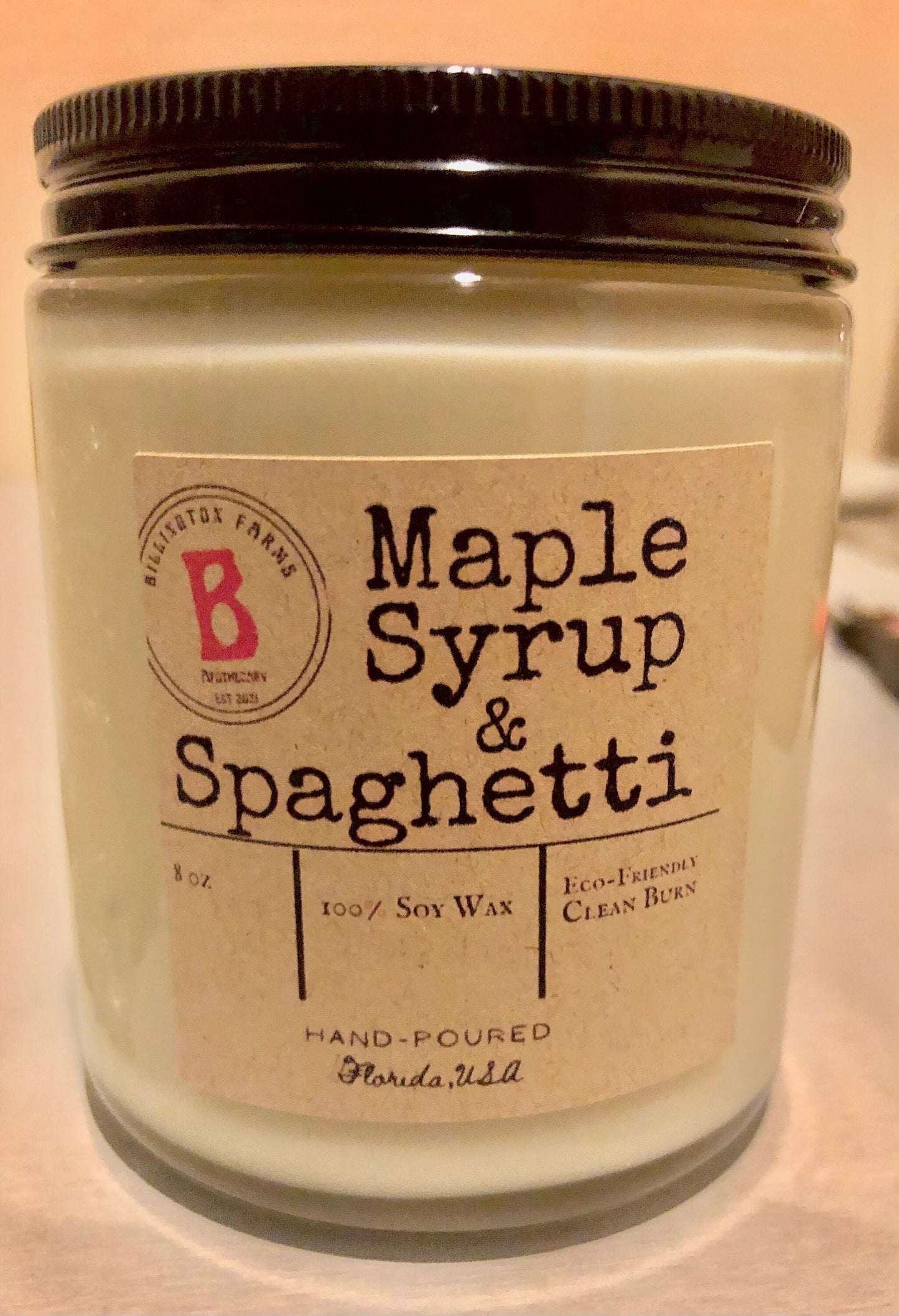 Maple Syrup and Spaghetti, 100% Soy Wax, Maple Syrup  and Spaghetti Scented Candles